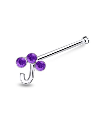 J Letter Silver Bone Nose Stud NSKD-663